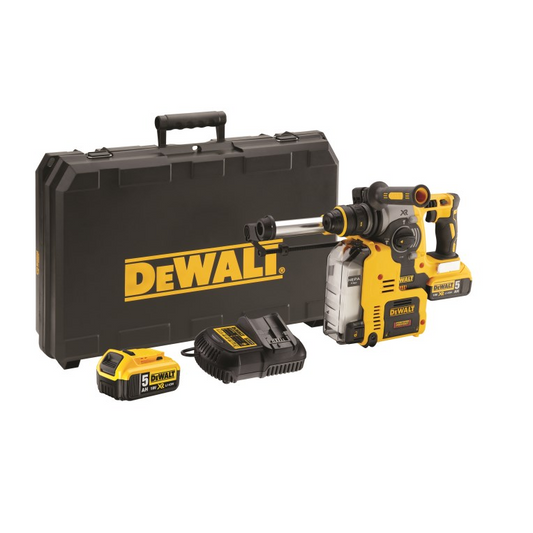 DeWalt DCH275P2-QW Cordless Rotary Hammer Drill – 18V, 1100 RPM, 2.1 J, 2 × 5 Ah Batteries + Charger, in Carrying Case