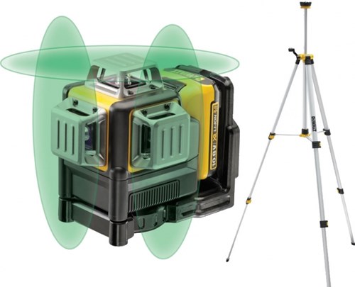 DeWALT DCE089D1GTRI 10.8V Self-Leveling 3 x 360° Green Cross Line Laser with Tripod